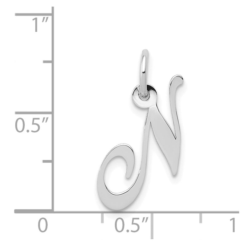 14k White Gold 14k White Gold Small Fancy Script Letter N Initial Charm