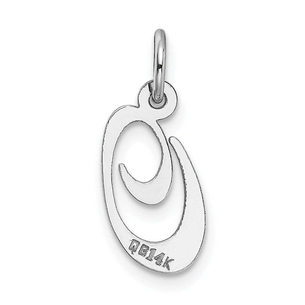 14k White Gold 14k White Gold Small Fancy Script Letter O Initial Charm