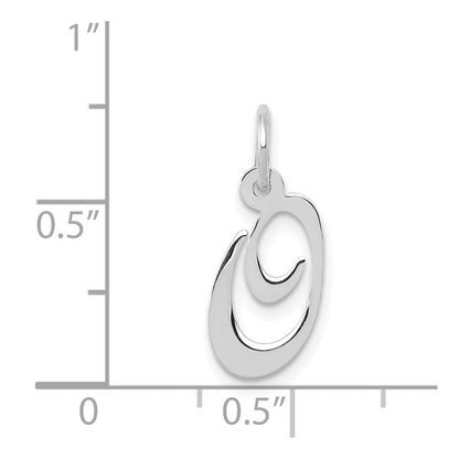 14k White Gold 14k White Gold Small Fancy Script Letter O Initial Charm