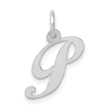 14k White Gold 14k White Gold Small Fancy Script Letter P Initial Charm