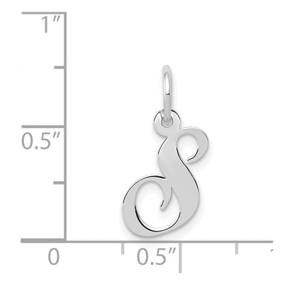 14k White Gold 14k White Gold Small Fancy Script Letter S Initial Charm