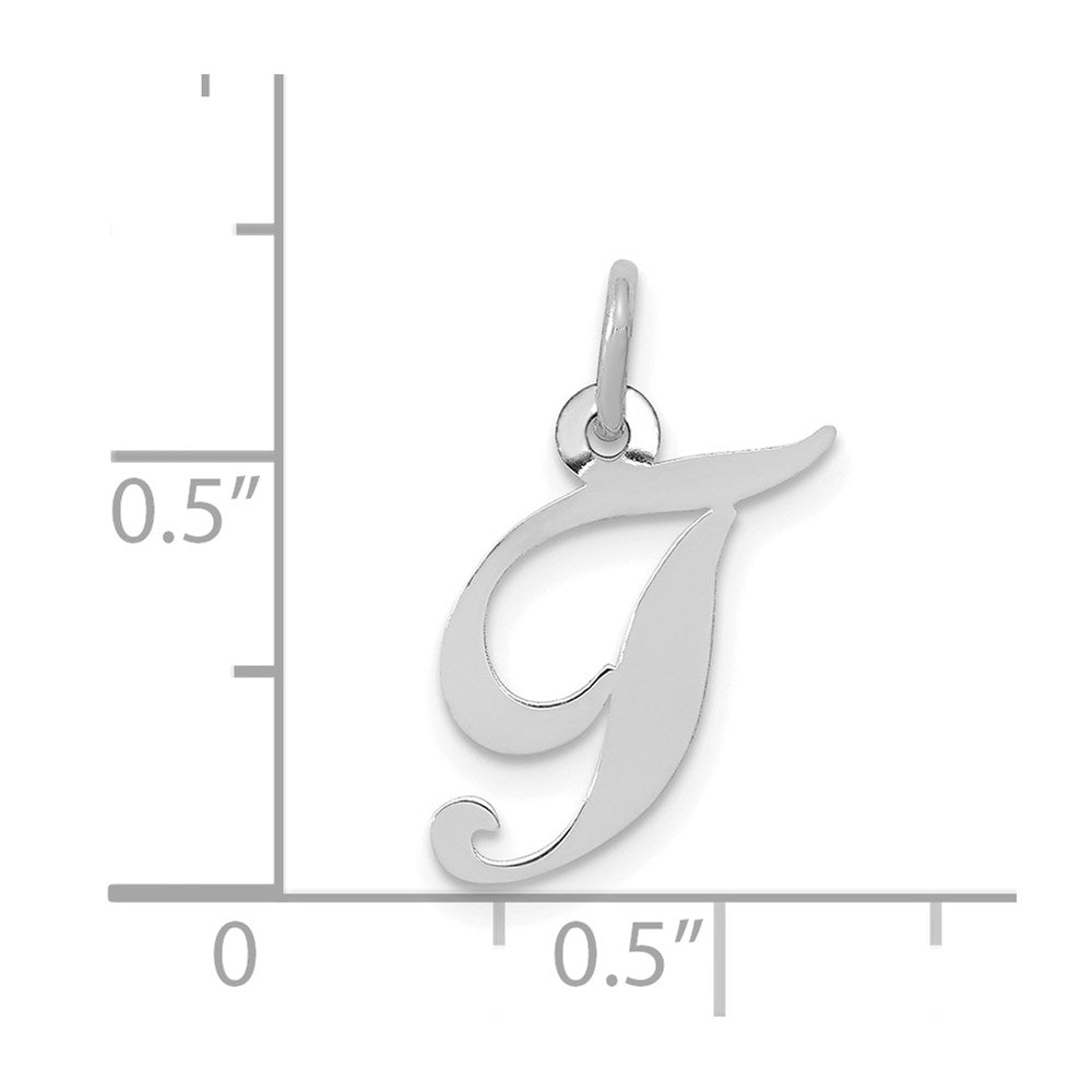 14k White Gold 14k White Gold Small Fancy Script Letter T Initial Charm
