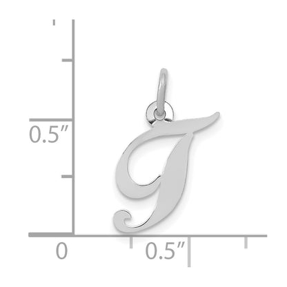 14k White Gold 14k White Gold Small Fancy Script Letter T Initial Charm