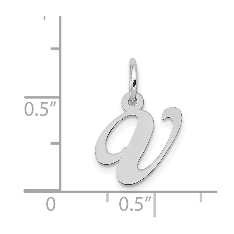 14k White Gold 14k White Gold Small Fancy Script Letter V Initial Charm