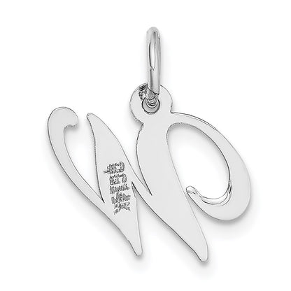 14k White Gold 14k White Gold Small Fancy Script Letter W Initial Charm