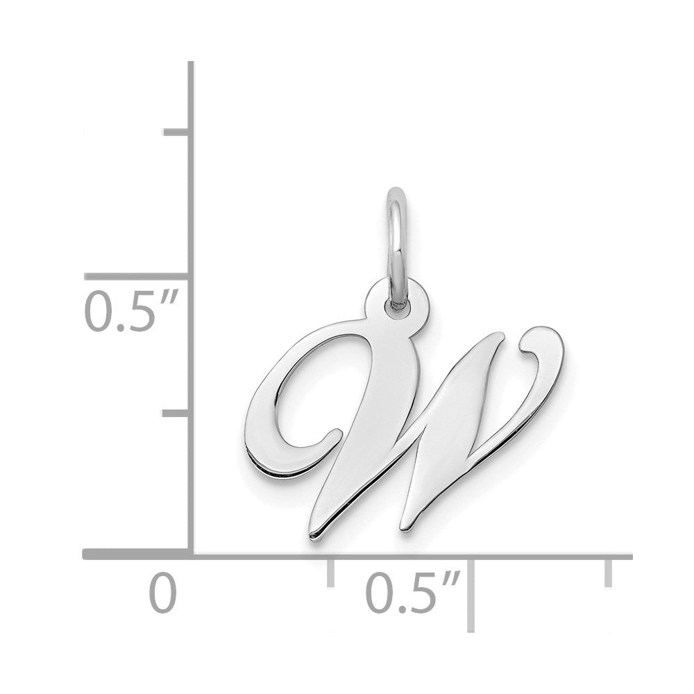 14k White Gold 14k White Gold Small Fancy Script Letter W Initial Charm
