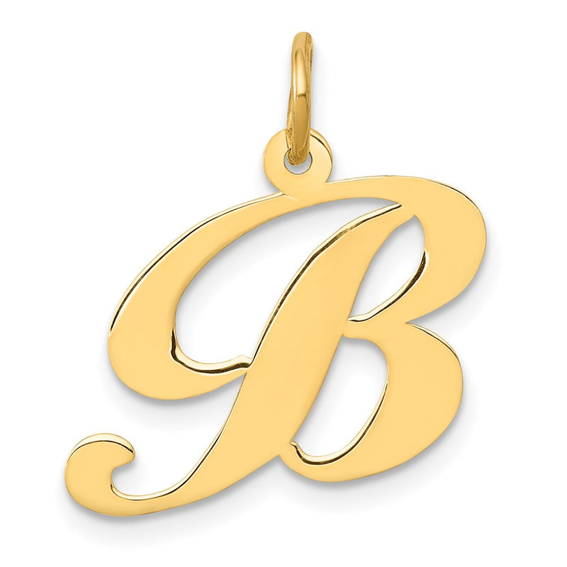 14k Yellow Gold 14K Medium Fancy Script Letter B Initial Charm