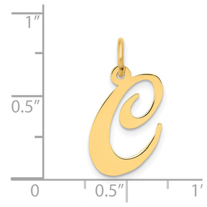 14k Yellow Gold 14K Medium Fancy Script Letter C Initial Charm