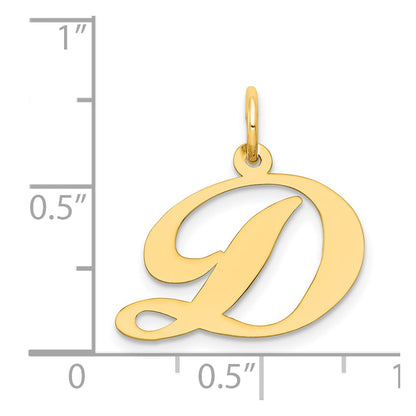 14k Yellow Gold 14K Medium Fancy Script Letter D Initial Charm