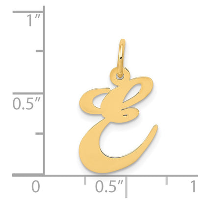 14k Yellow Gold 14K Medium Fancy Script Letter E Initial Charm
