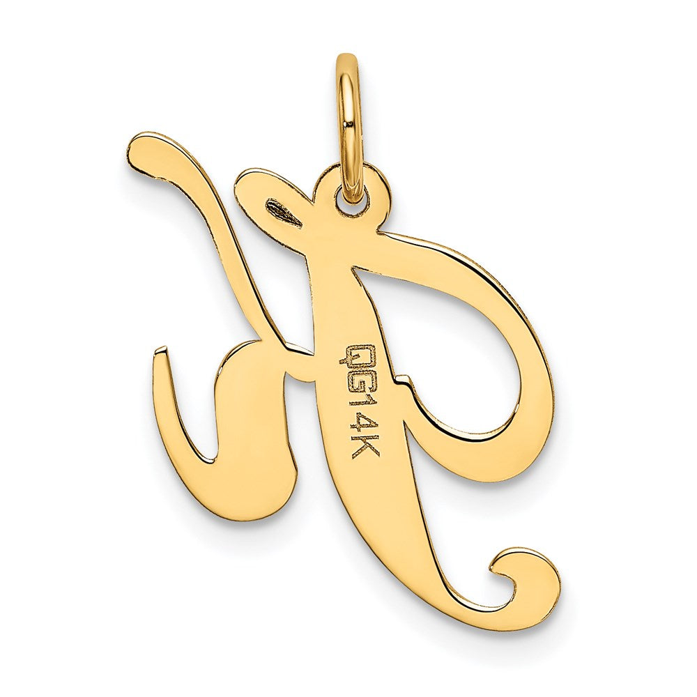 14k Yellow Gold 14K Medium Fancy Script Letter K Initial Charm