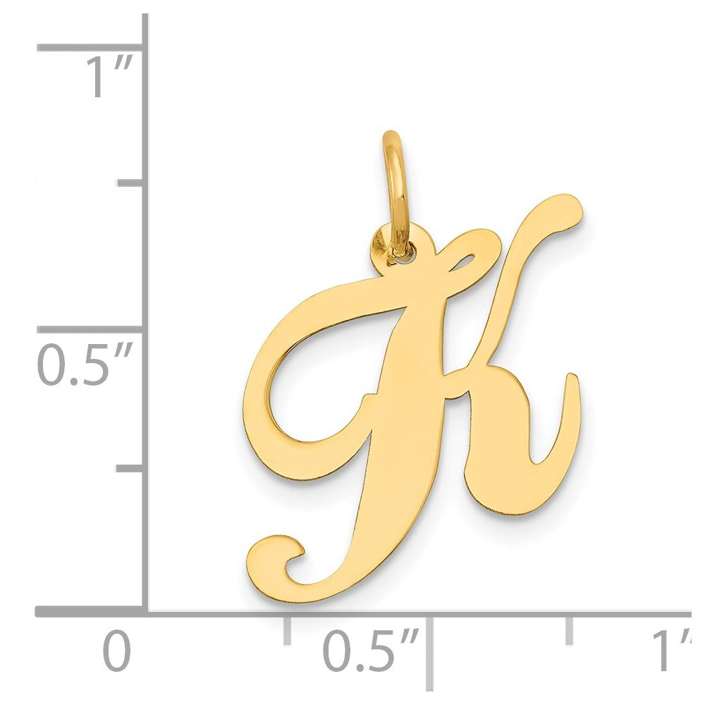 14k Yellow Gold 14K Medium Fancy Script Letter K Initial Charm