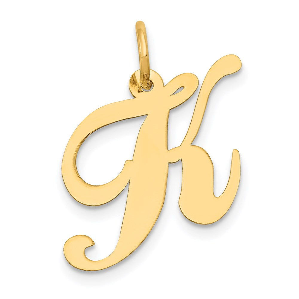 14k Yellow Gold 14K Medium Fancy Script Letter K Initial Charm