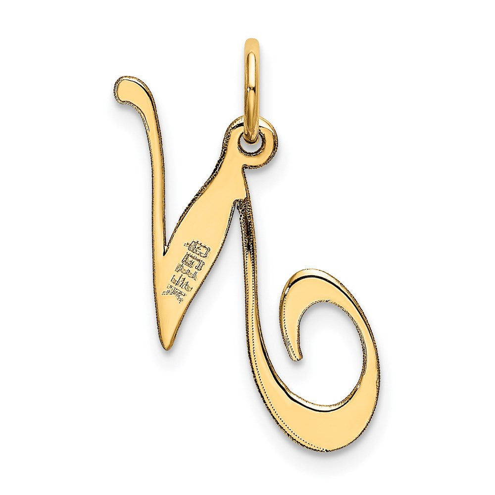 14k Yellow Gold 14K Medium Fancy Script Letter N Initial Charm