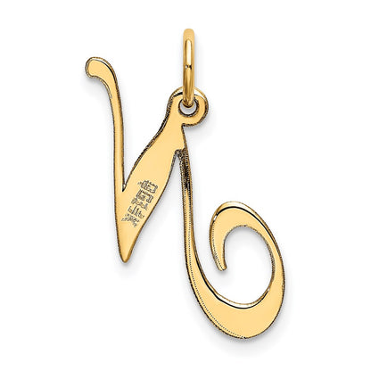 14k Yellow Gold 14K Medium Fancy Script Letter N Initial Charm
