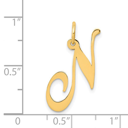 14k Yellow Gold 14K Medium Fancy Script Letter N Initial Charm
