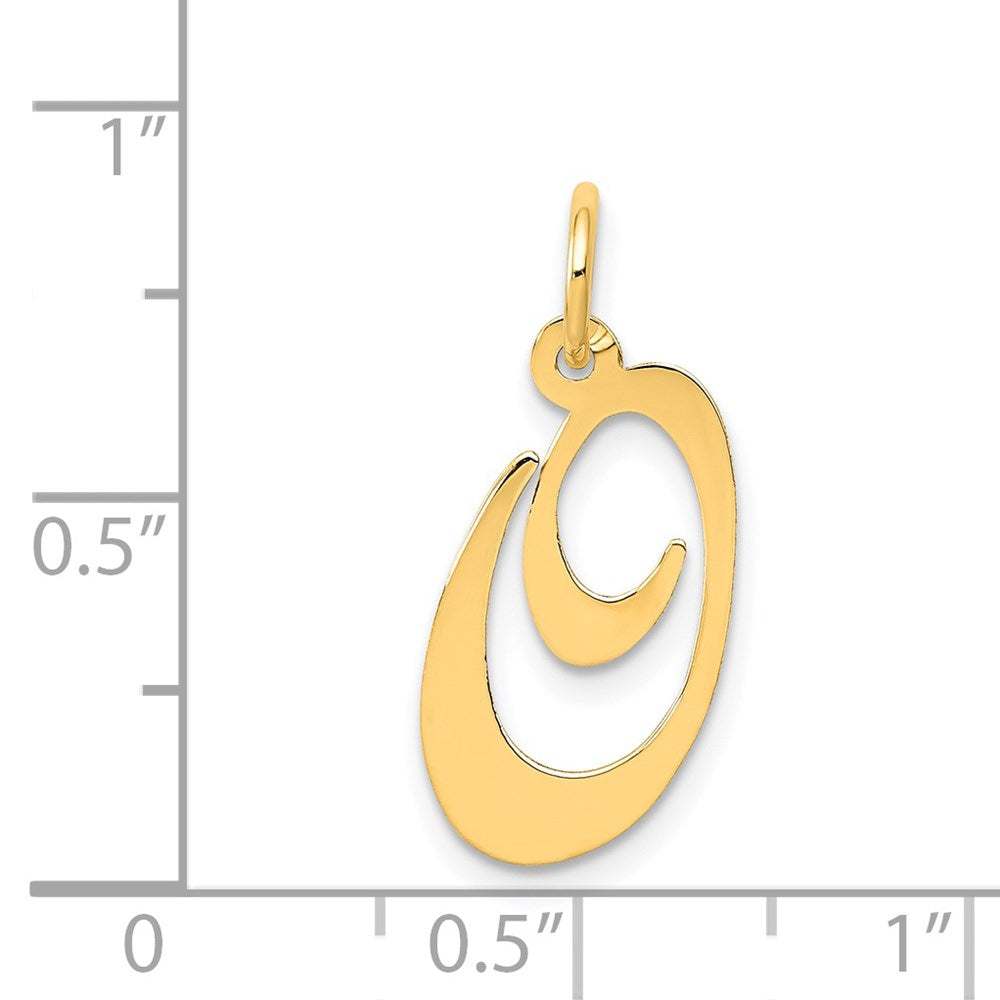 14k Yellow Gold 14K Medium Fancy Script Letter O Initial Charm