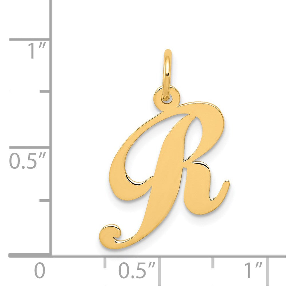 14k Yellow Gold 14K Medium Fancy Script Letter R Initial Charm