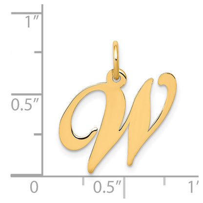 14k Yellow Gold 14K Medium Fancy Script Letter W Initial Charm