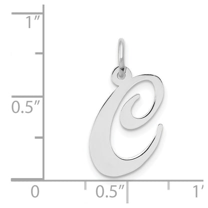 14k White Gold 14k White Gold Medium Fancy Script Letter C Initial Charm