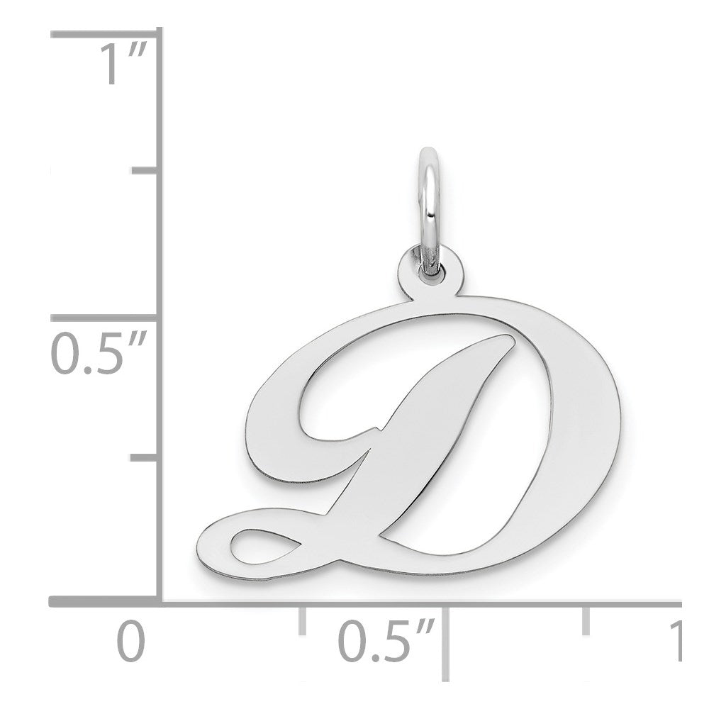14k White Gold 14k White Gold Medium Fancy Script Letter D Initial Charm