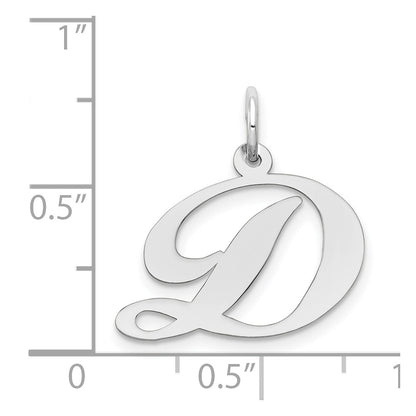 14k White Gold 14k White Gold Medium Fancy Script Letter D Initial Charm