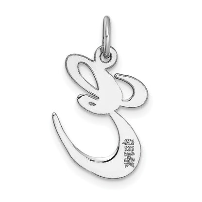 14k White Gold 14K White Gold Medium Fancy Script Letter E Initial Charm