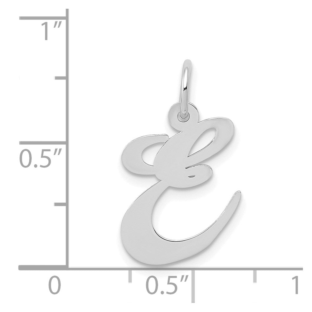 14k White Gold 14K White Gold Medium Fancy Script Letter E Initial Charm