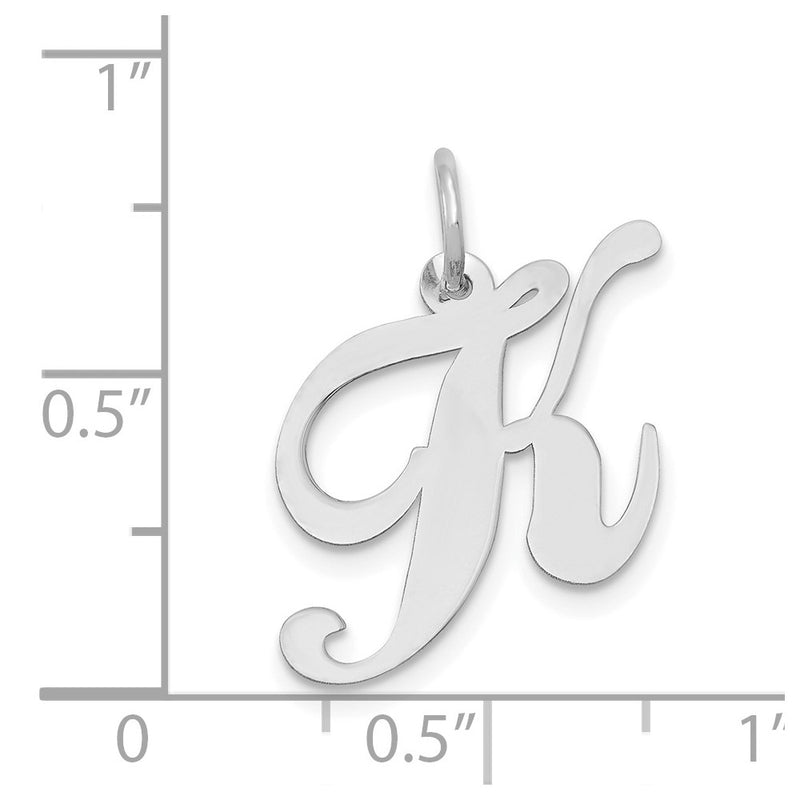 14k White Gold 14K White Gold Medium Fancy Script Letter K Initial Charm
