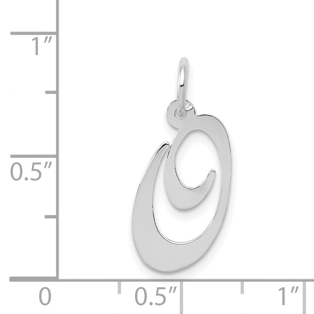 14k White Gold 14K White Gold Medium Fancy Script Letter O Initial Charm