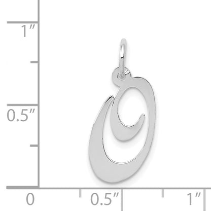 14k White Gold 14K White Gold Medium Fancy Script Letter O Initial Charm