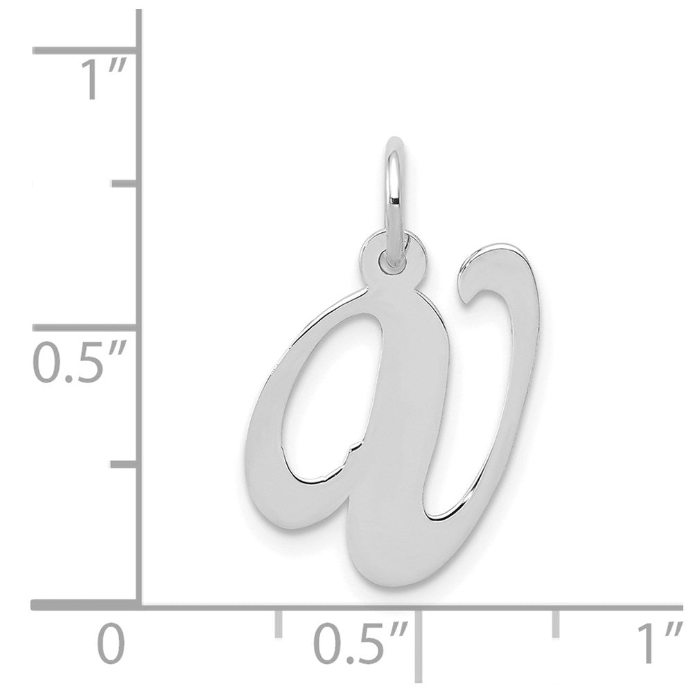 14k White Gold 14K White Gold Medium Fancy Script Letter V Initial Charm