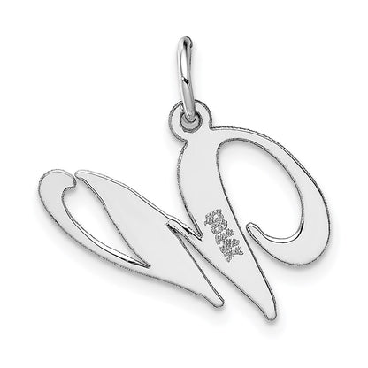 14k White Gold 14K White Gold Medium Fancy Script Letter W Initial Charm