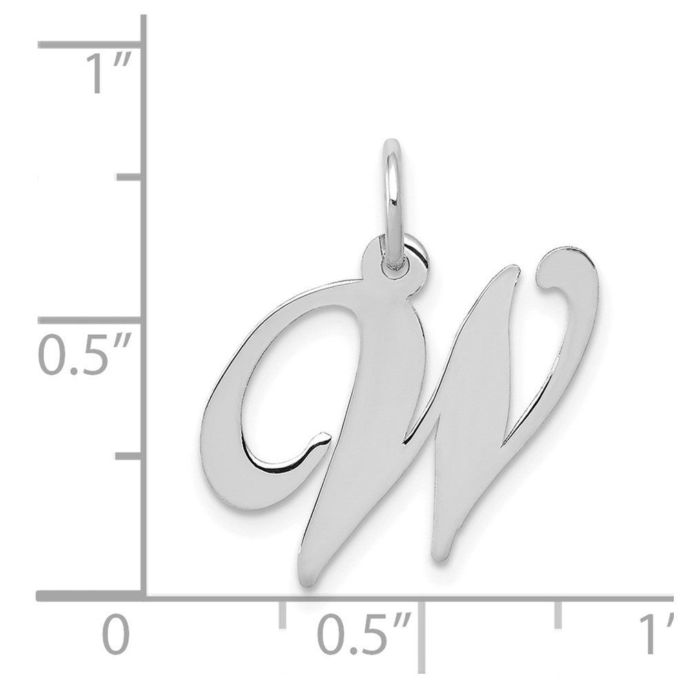14k White Gold 14K White Gold Medium Fancy Script Letter W Initial Charm
