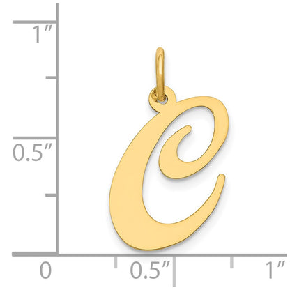 14k Yellow Gold 14k Large Fancy Script Letter C Initial Charm