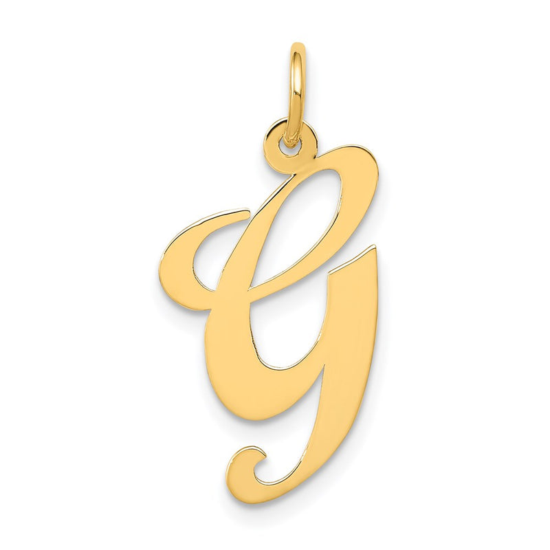 14k Yellow Gold 14k Large Fancy Script Letter G Initial Charm