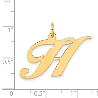 14k Yellow Gold 14k Large Fancy Script Letter H Initial Charm