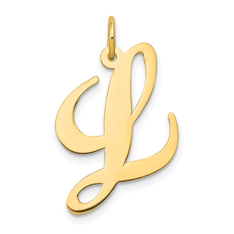 14k Yellow Gold 14k Large Fancy Script Letter L Initial Charm