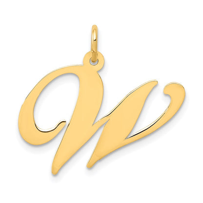 14k Yellow Gold 14k Large Fancy Script Letter W Initial Charm