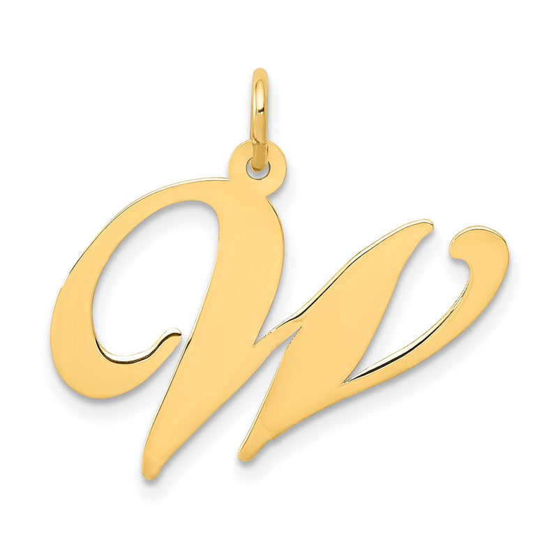 14k Yellow Gold 14k Large Fancy Script Letter W Initial Charm