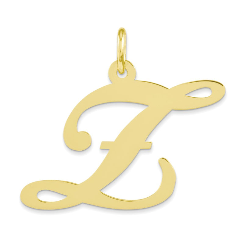 14K Yellow Gold Large Fancy Script Initial Z Charm
