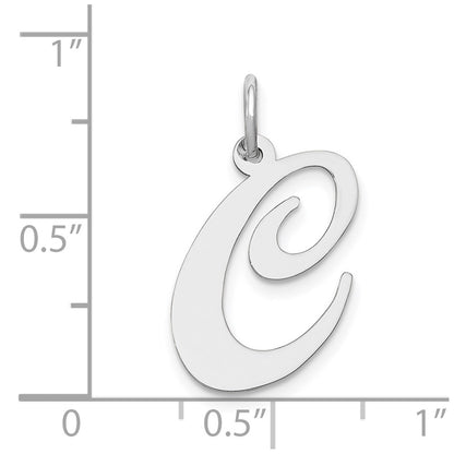 14k White Gold 14k White Gold Large Fancy Script Letter C Initial Charm