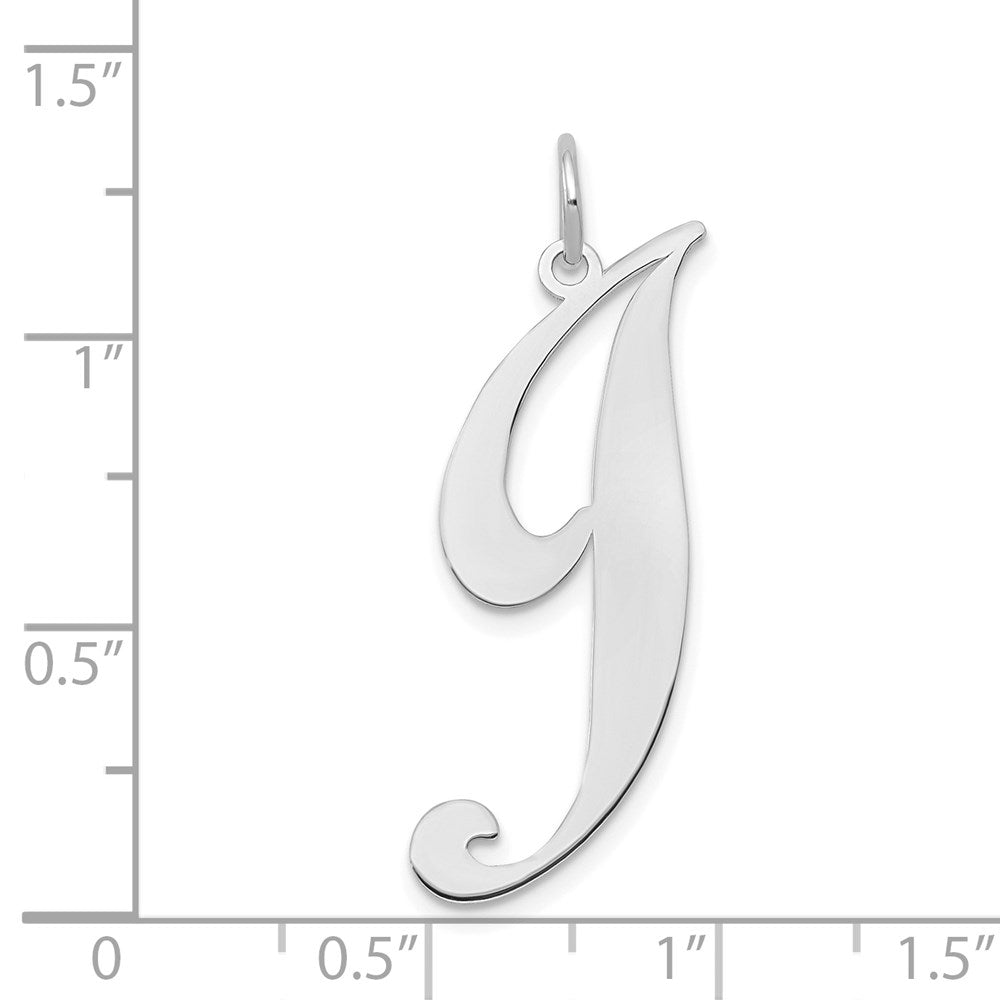 14k White Gold 14k White Gold Large Fancy Script Letter J Initial Charm