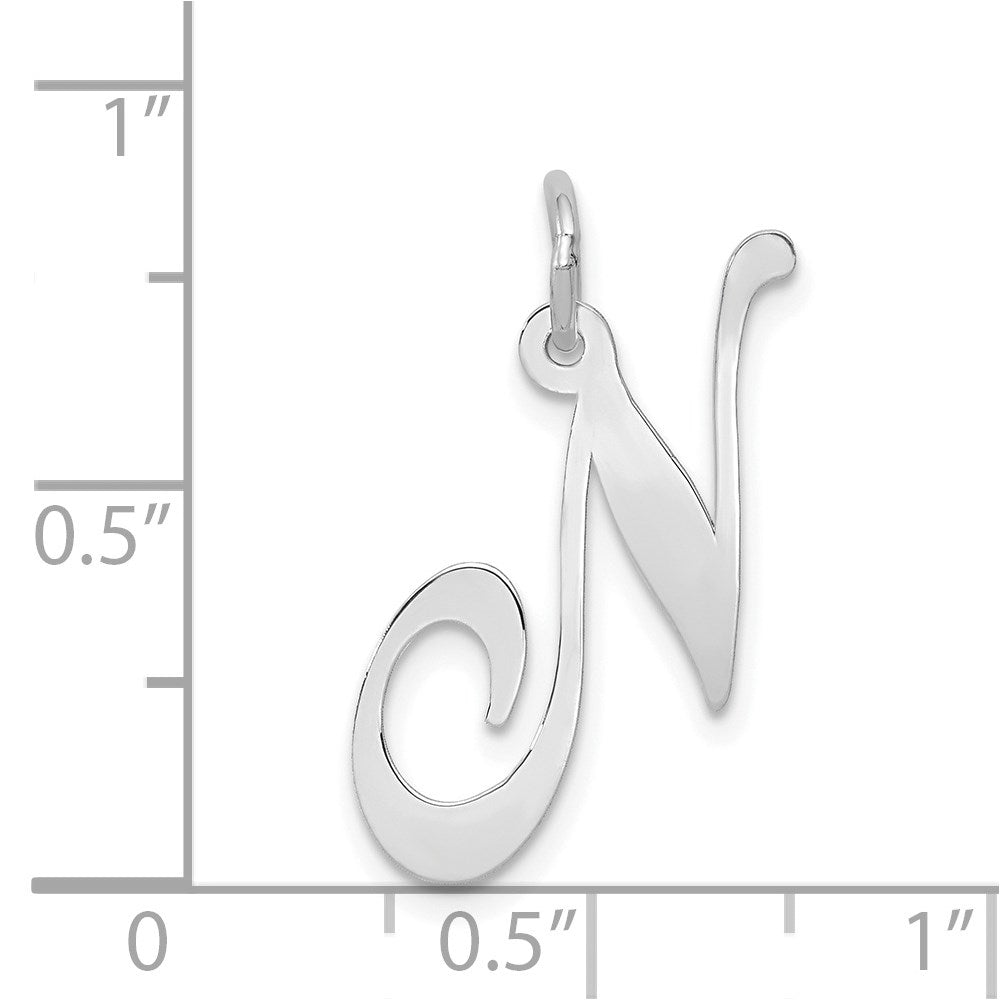 14k White Gold 14k White Gold Large Fancy Script Letter N Initial Charm