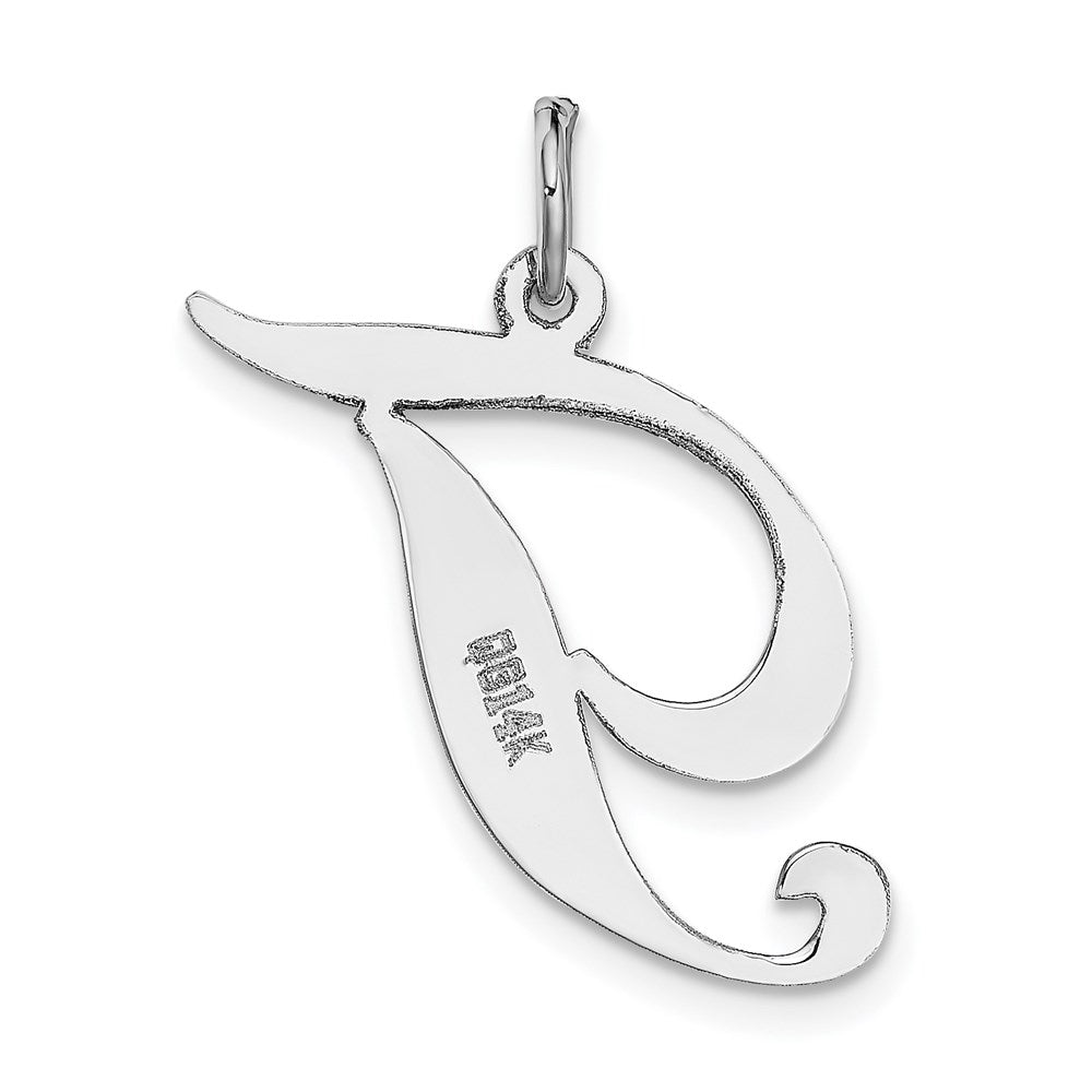 14k White Gold 14k White Gold Large Fancy Script Letter T Initial Charm