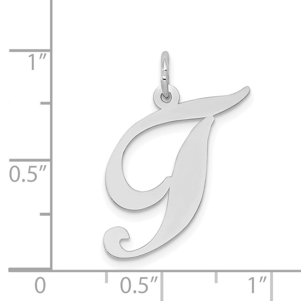 14k White Gold 14k White Gold Large Fancy Script Letter T Initial Charm