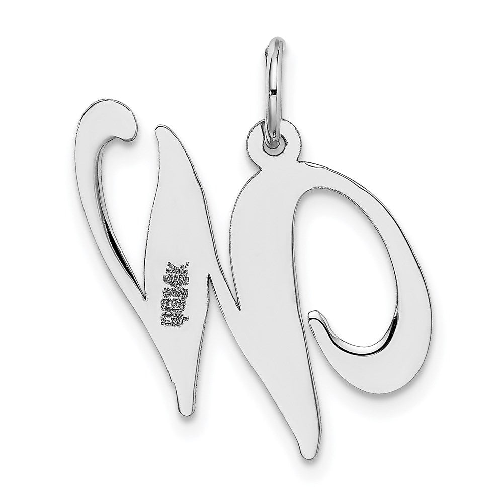 14k White Gold 14k White Gold Large Fancy Script Letter W Initial Charm