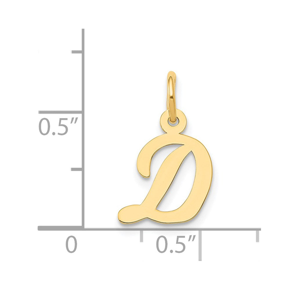 14k Yellow Gold 14k Small Script Letter D Initial Charm