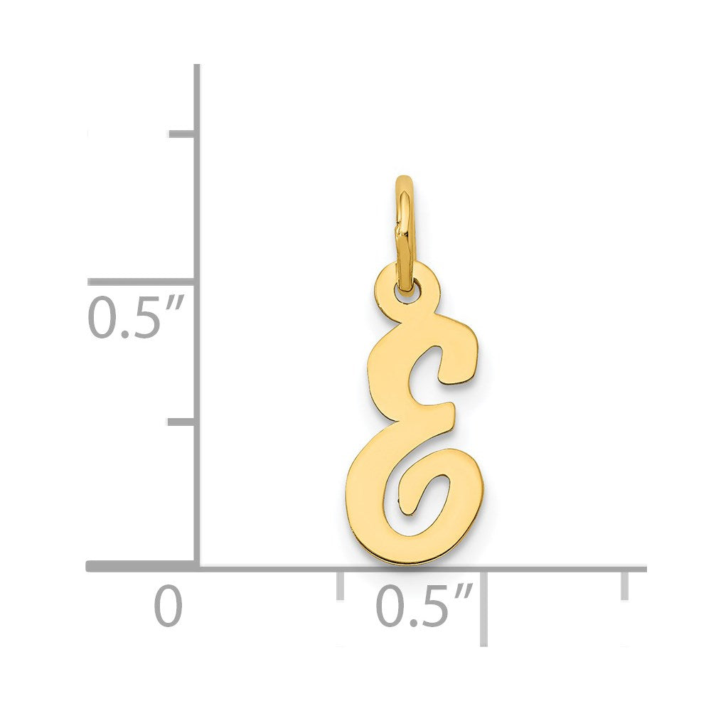 14k Yellow Gold 14k Small Script Letter E Initial Charm