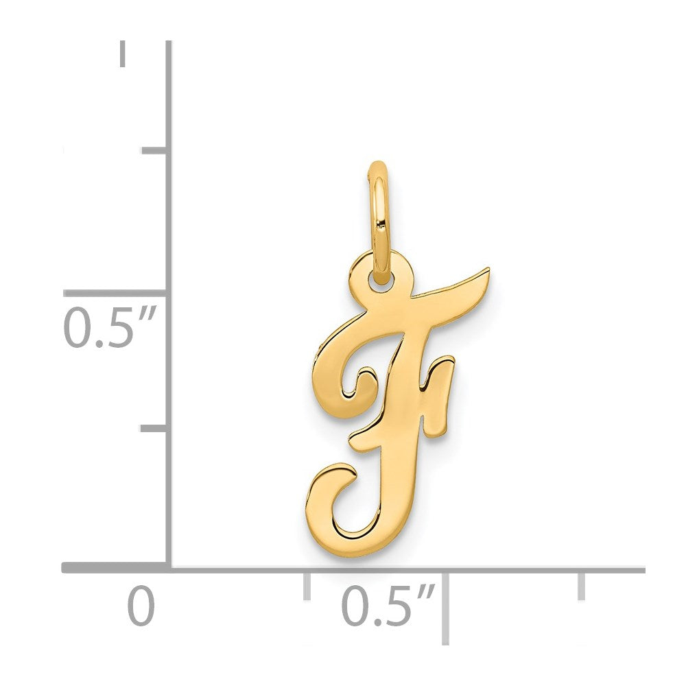 14k Yellow Gold 14k Small Script Letter F Initial Charm